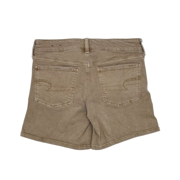American Eagle Outfitters Super Stretch Twill X Midi Shorts Khaki Tan Size 6 - Picture 3 of 9